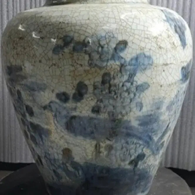 [SOLD OUT] 청화백자 빙렬 화조문 호 도자기 항아리 골동품 수집품 고미술품