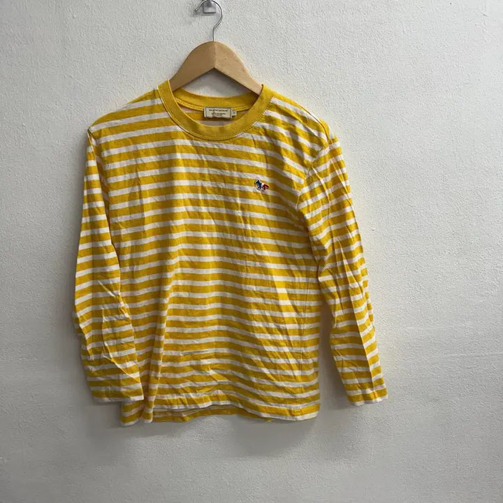 [SOLD OUT] 메종키츠네 폭스 자수 스트라이프 옐로우 롱슬리브 S