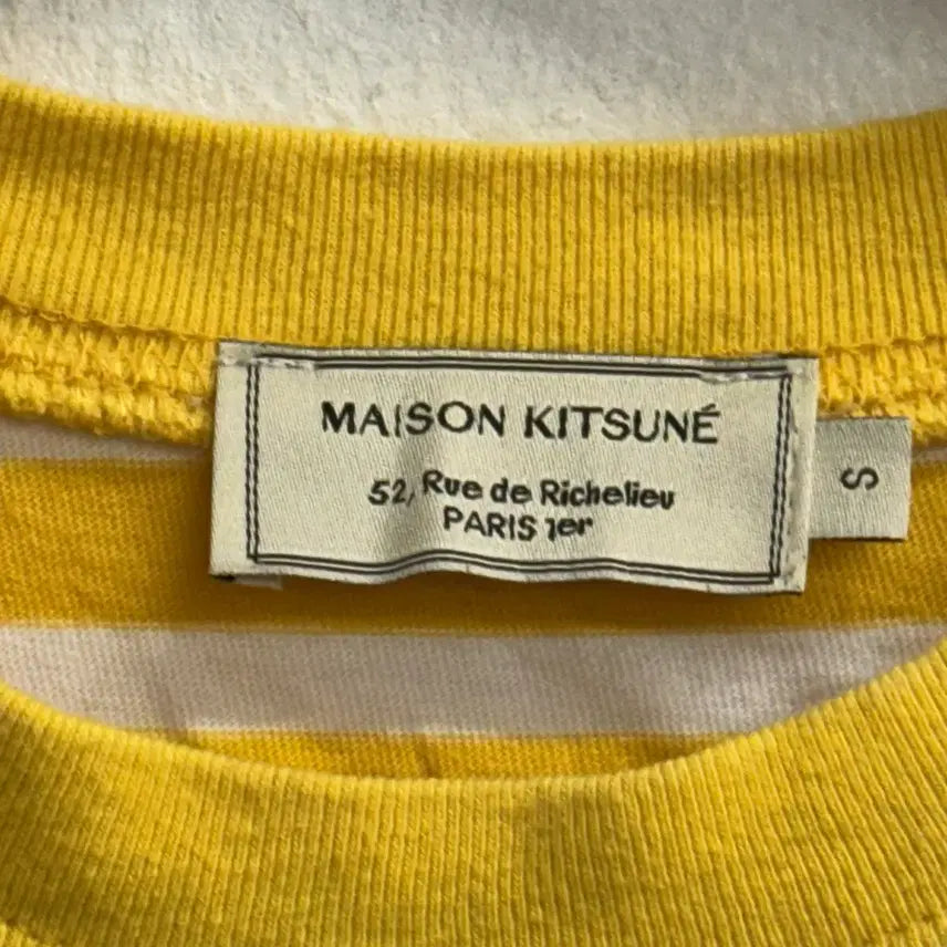 [SOLD OUT] 메종키츠네 폭스 자수 스트라이프 옐로우 롱슬리브 S