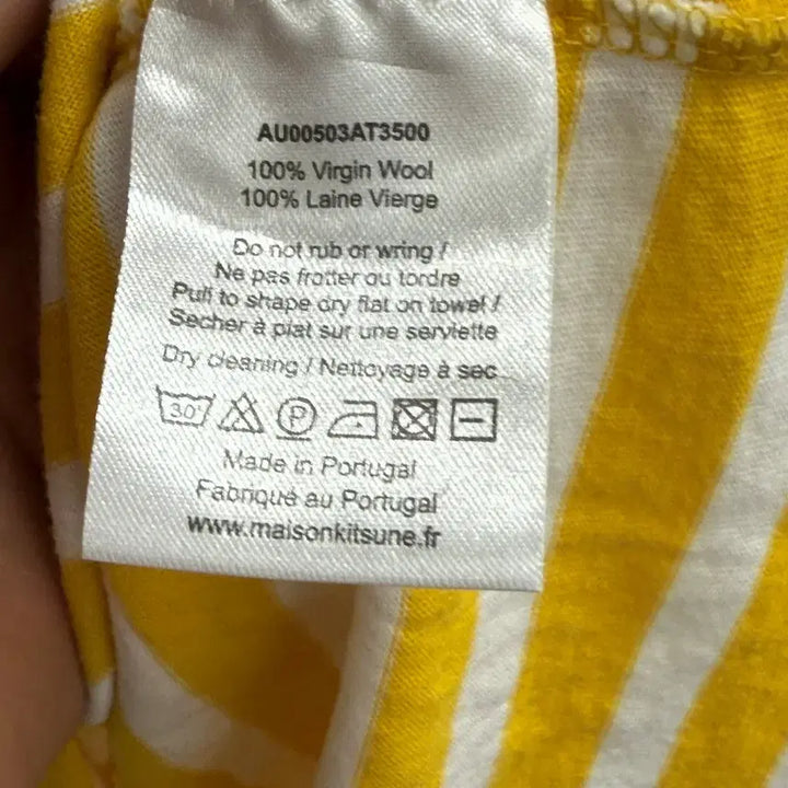 [SOLD OUT] 메종키츠네 폭스 자수 스트라이프 옐로우 롱슬리브 S