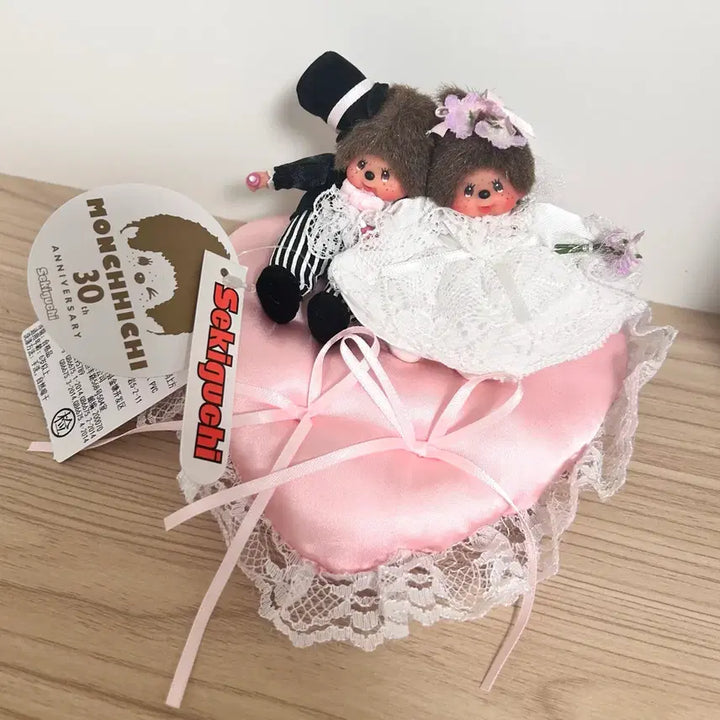 [BUNJANG] Monchhichi Wedding Bebechichi Keyring / 몬치치 웨딩 하트쿠션 키링 인형 베베치치