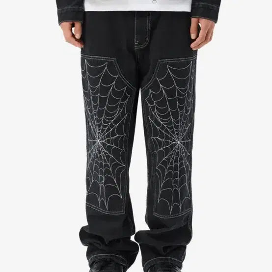 [BUNJANG] Laper Spiderweb Denim Pants / 라퍼 스파이더웹 데님팬츠