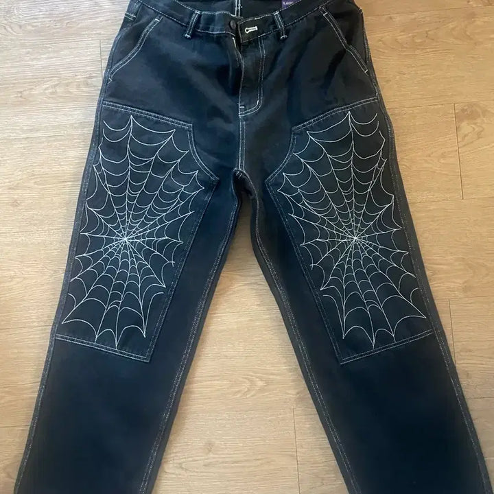 [BUNJANG] Laper Spiderweb Denim Pants / 라퍼 스파이더웹 데님팬츠