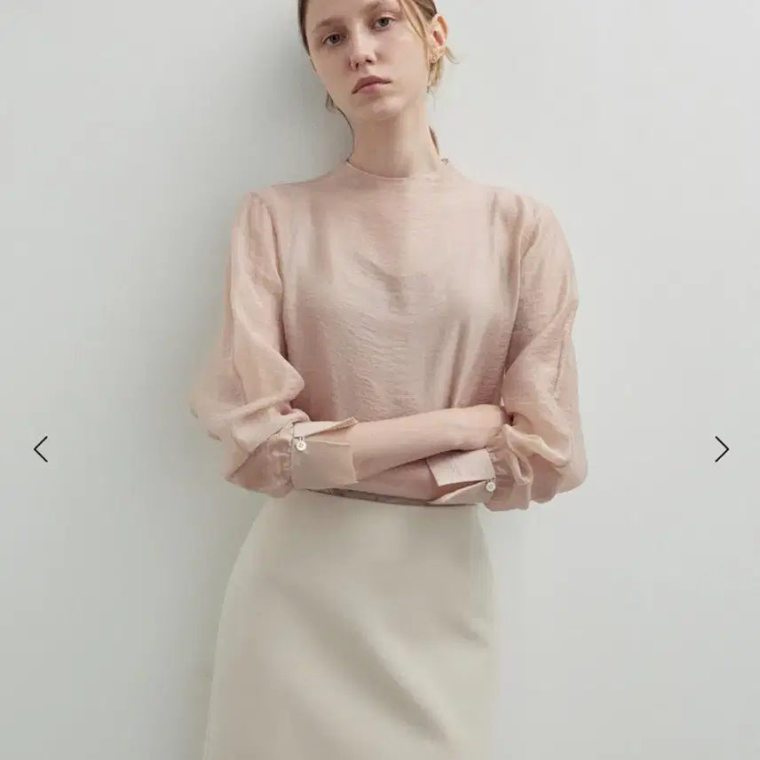 [BUNJANG] Sie Arne Sheer Blouse Misty Rose / sie시에 아르네 시어 블라우스 미스티로즈 택달린 새상품