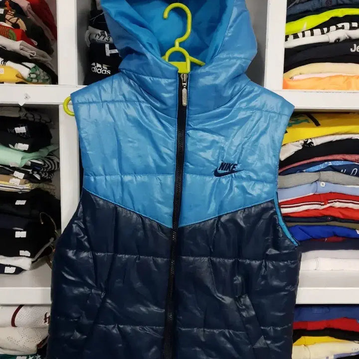 [SOLD OUT] 나이키 후드 S 패딩 조끼 블루/네이비