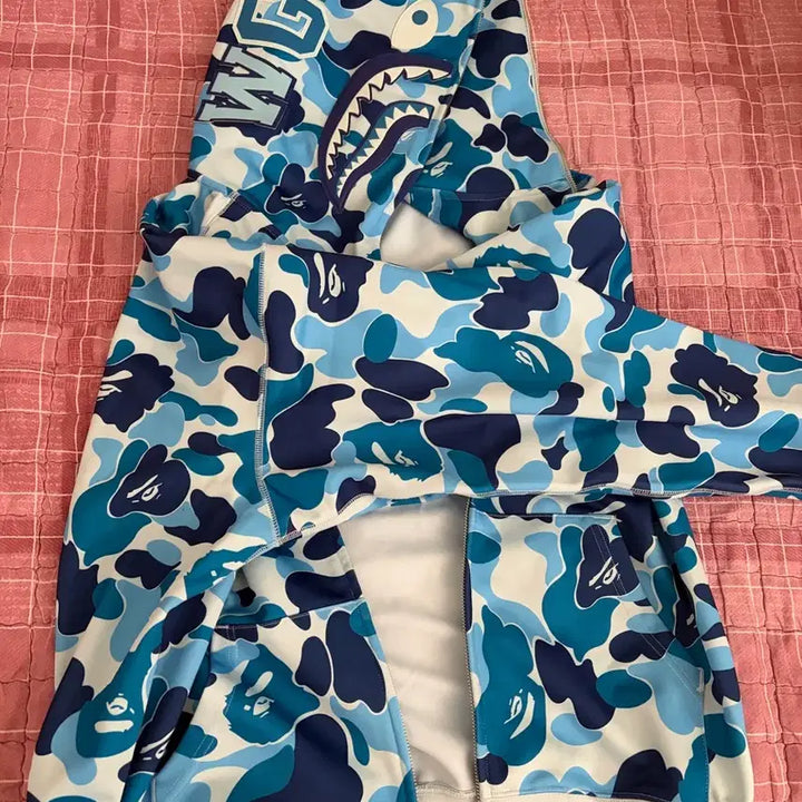 [BUNJANG] Bape Shark Hoodie ABC Camo Rayon Relaxed Shark Blue / 베이프 샤크후드 ABC 카모 레이온 릴렉스드 샤크 블루
