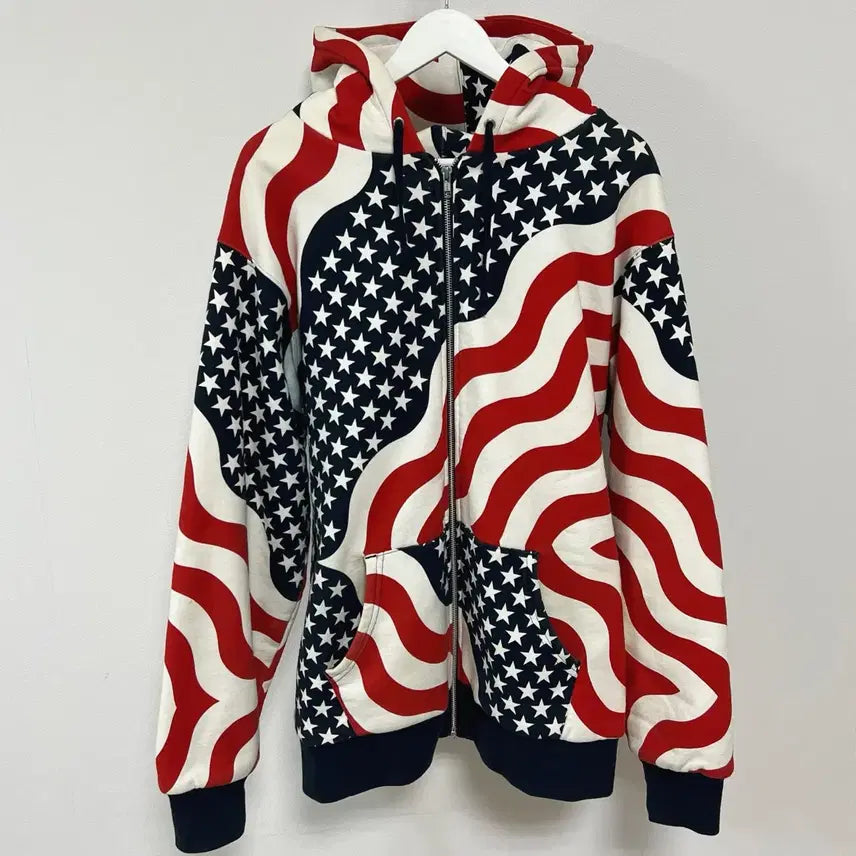 [BUNJANG] Supreme 14FW 3M Reflective USA Thermal Zip Up Hoodie / [XL] 슈프림 14FW 3M 리플렉티브 성조기 써멀 후드집업