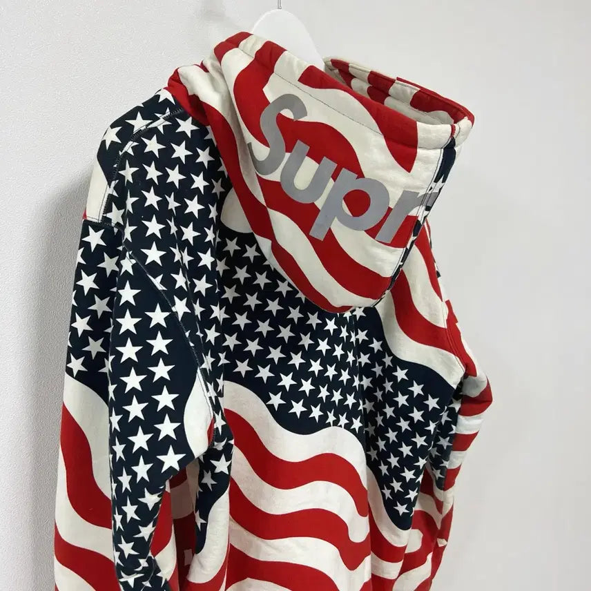 [BUNJANG] Supreme 14FW 3M Reflective USA Thermal Zip Up Hoodie / [XL] 슈프림 14FW 3M 리플렉티브 성조기 써멀 후드집업