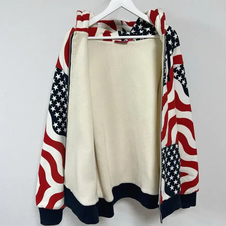 [BUNJANG] Supreme 14FW 3M Reflective USA Thermal Zip Up Hoodie / [XL] 슈프림 14FW 3M 리플렉티브 성조기 써멀 후드집업