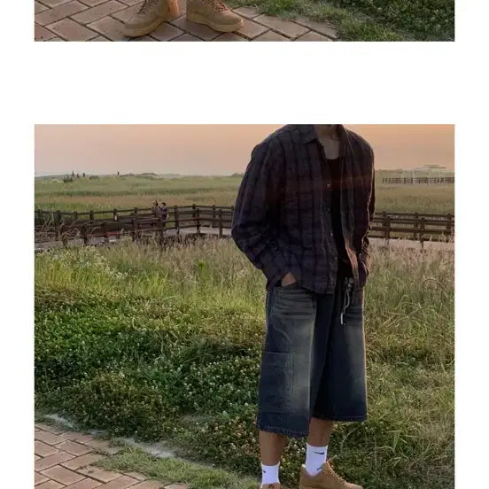 [BUNJANG] Checkered Shirt Charcoal / 체크 셔츠 차콜