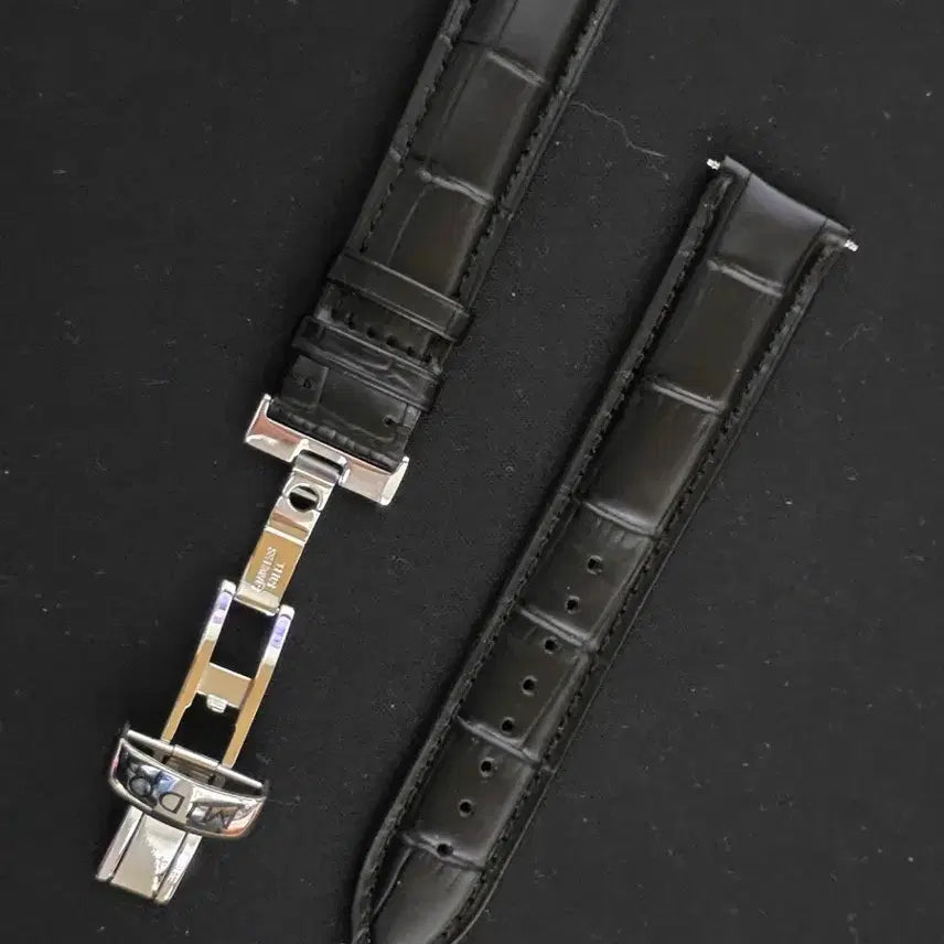 [BUNJANG] Mido 20mm Leather Watch Strap with Folding Buckle / 미도 정품 블랙 가죽 시계줄 20mm 폴딩버클 포함