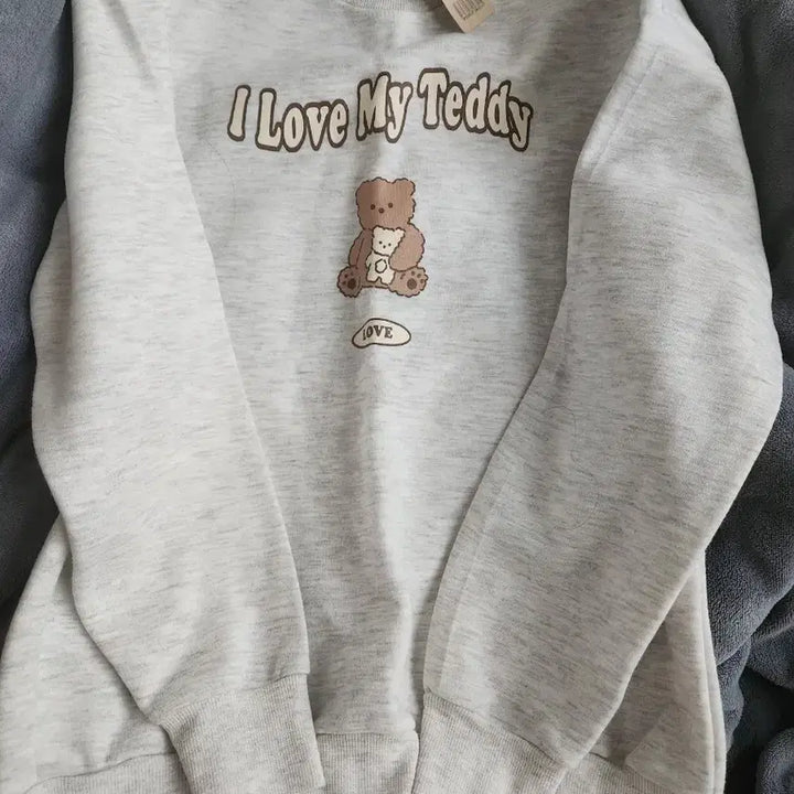 [BUNJANG] Bear Print Fleece Sweatshirt / 새상품F[보세]곰돌이프린팅겨울기모맨투맨