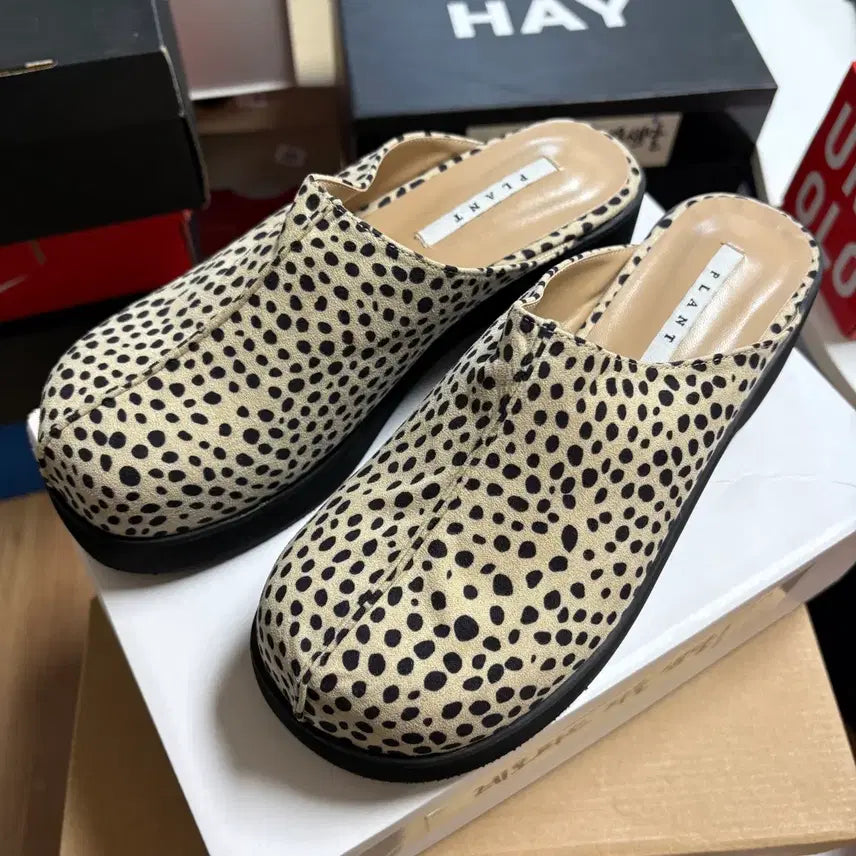 [BUNJANG] Suede Leopard Mules (Size 250) / 스웨이드 레오파드 뮬 250 새상품