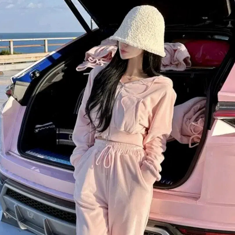 [BUNJANG] May:Yun Unisex Pink Zip-up & Pants Set / 메이윤 양면 극세사 남여공용 집업.바지 세트 팝니다