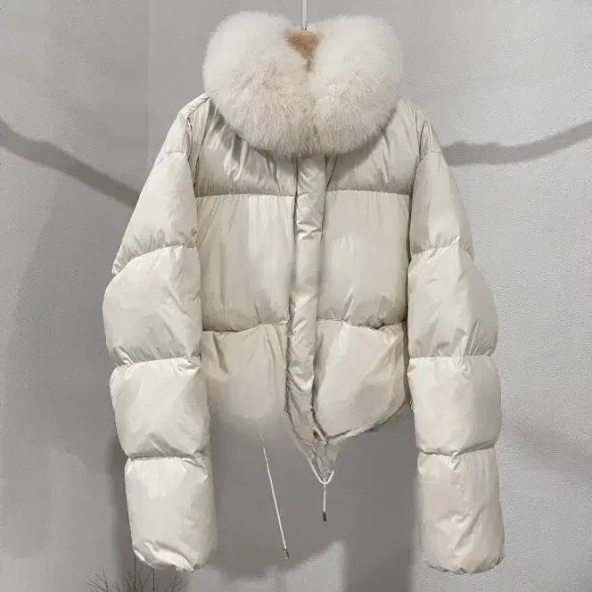 [BUNJANG] Fox Fur Duck Down Short Padded Jacket / 폭스퍼 스트링 덕다운 숏패딩