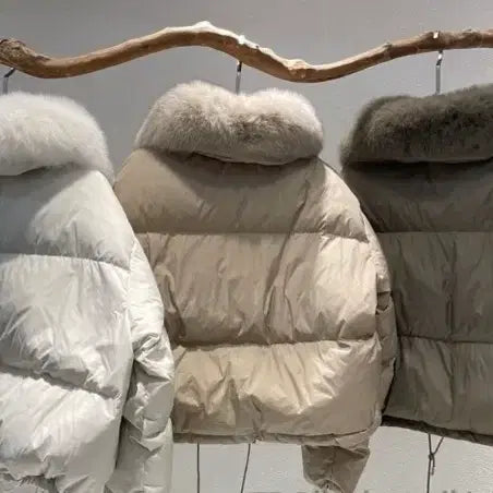 [BUNJANG] Fox Fur Duck Down Short Padded Jacket / 폭스퍼 스트링 덕다운 숏패딩