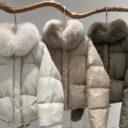 [BUNJANG] Fox Fur Duck Down Short Padded Jacket / 폭스퍼 스트링 덕다운 숏패딩