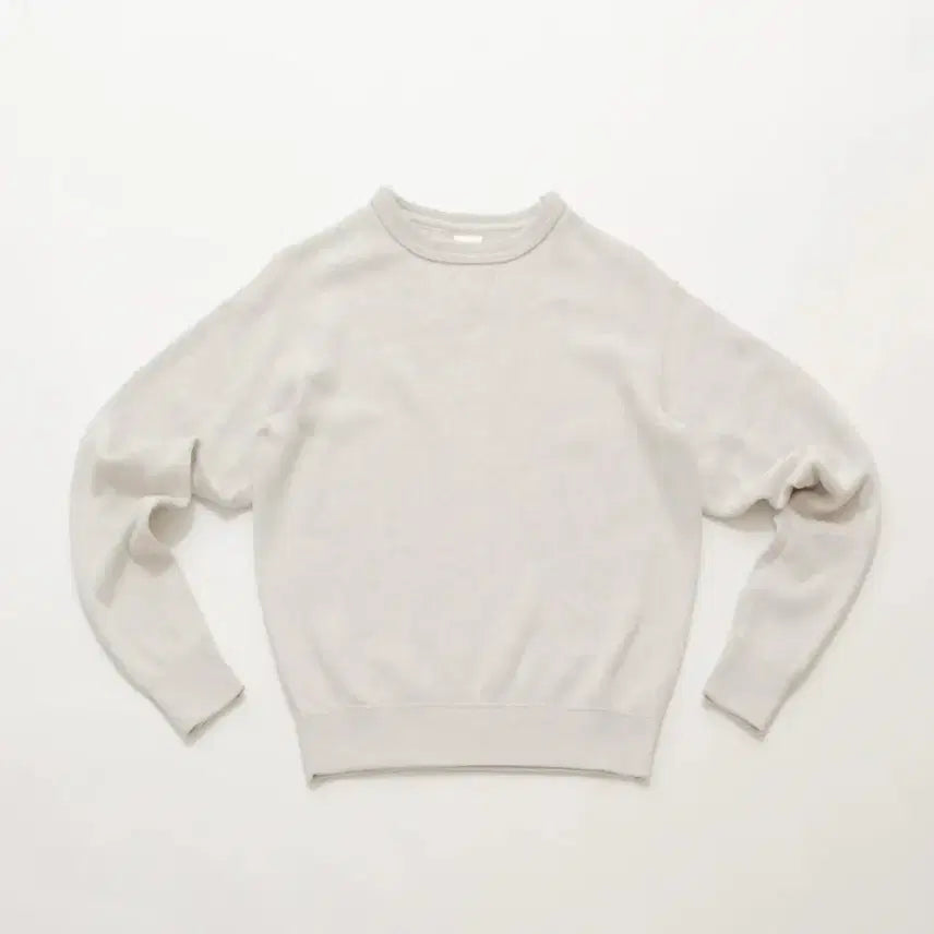 [BUNJANG] Yaeca Cotton Knit Crewneck Sweatshirt Light Gray Large / 새상품 야에카 코튼 니트 크루넥 스웻셔츠 라이트그레이 라지