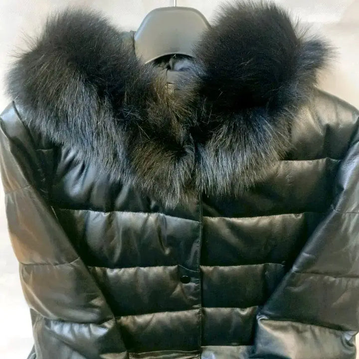 [BUNJANG] Robo Lambskin Slim Fit Goose Down Long Coat / [로보] 폭스퍼 램스킨 슬림핏 구스다운 코트 롱코트 겨울 패딩 롱패딩