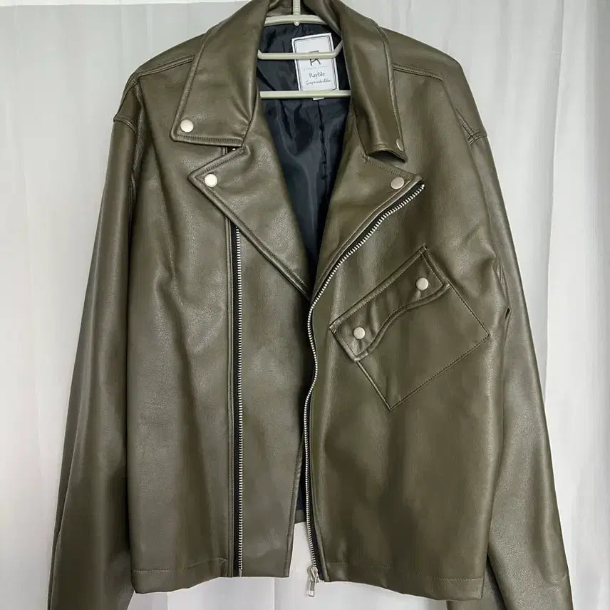 [BUNJANG] Label Minimal Khaki Rider Jacket / (L size) 레이블 미니멀 카키 라이더자켓