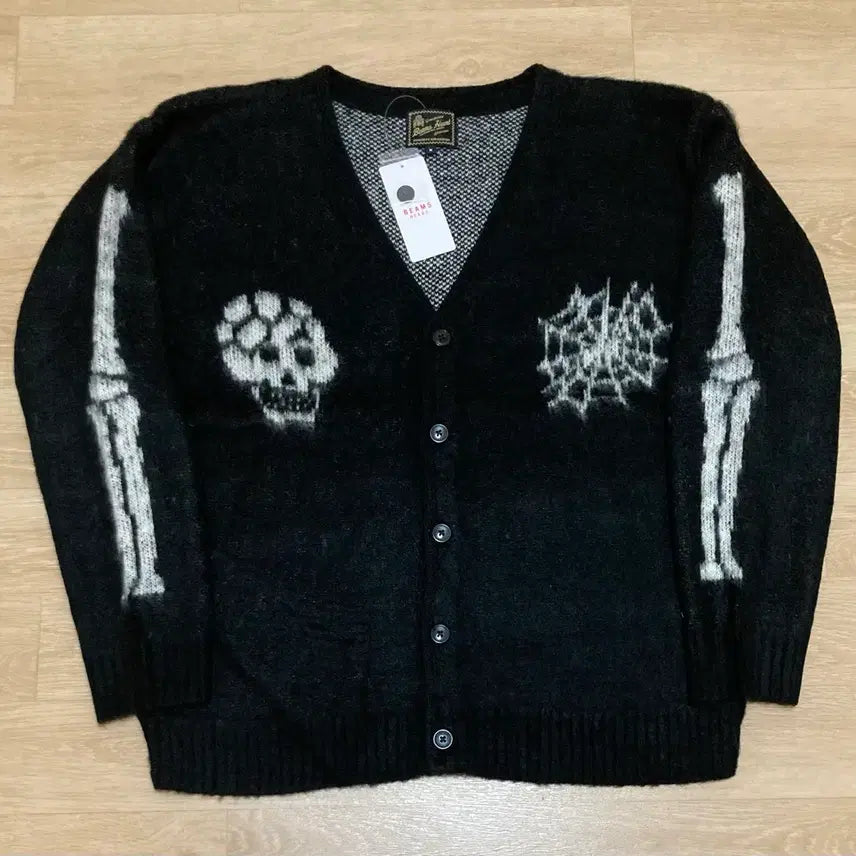 [BUNJANG] Beams Skull Shaggy Cardigan M / 새상품) 빔즈 스컬 샤기 가디건 M
