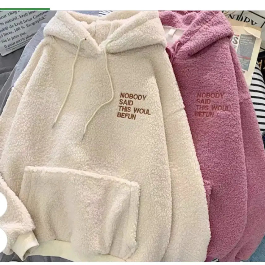 [BUNJANG] Mongle Mongle Fleece Embroidered Hoodie / @몽글몽글 따뜻한 후리스 자수 양털 후드티