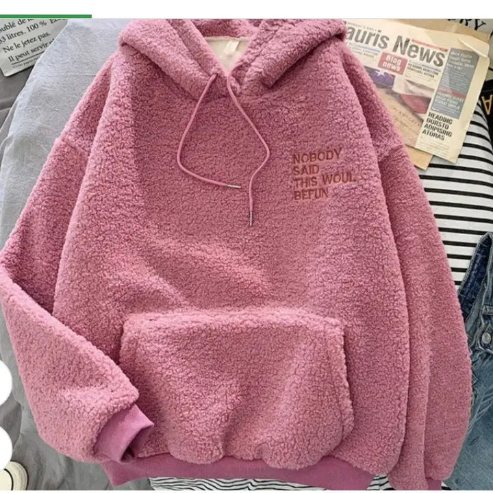 [BUNJANG] Mongle Mongle Fleece Embroidered Hoodie / @몽글몽글 따뜻한 후리스 자수 양털 후드티