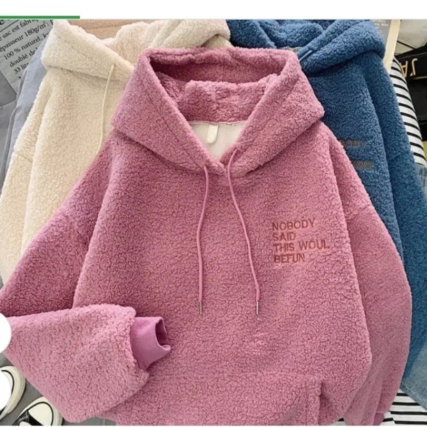 [BUNJANG] Mongle Mongle Fleece Embroidered Hoodie / @몽글몽글 따뜻한 후리스 자수 양털 후드티