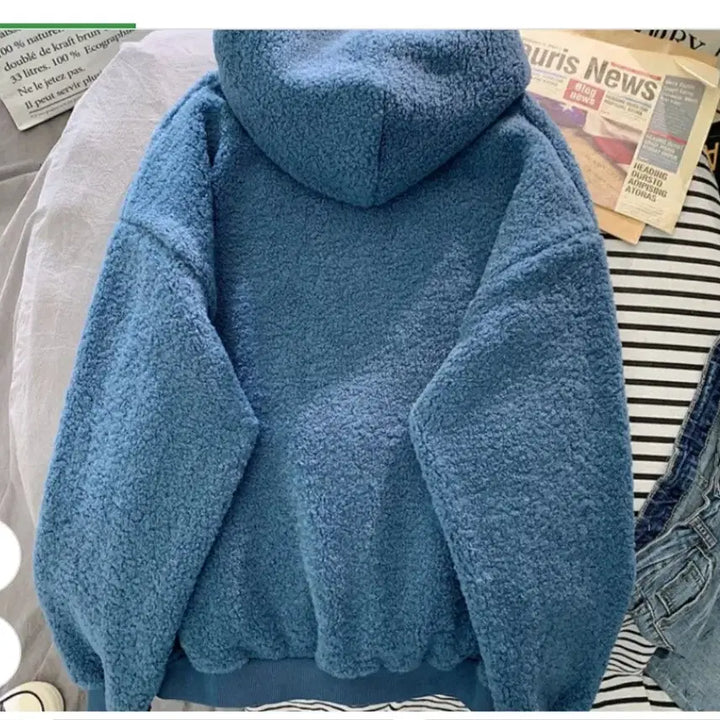 [BUNJANG] Mongle Mongle Fleece Embroidered Hoodie / @몽글몽글 따뜻한 후리스 자수 양털 후드티