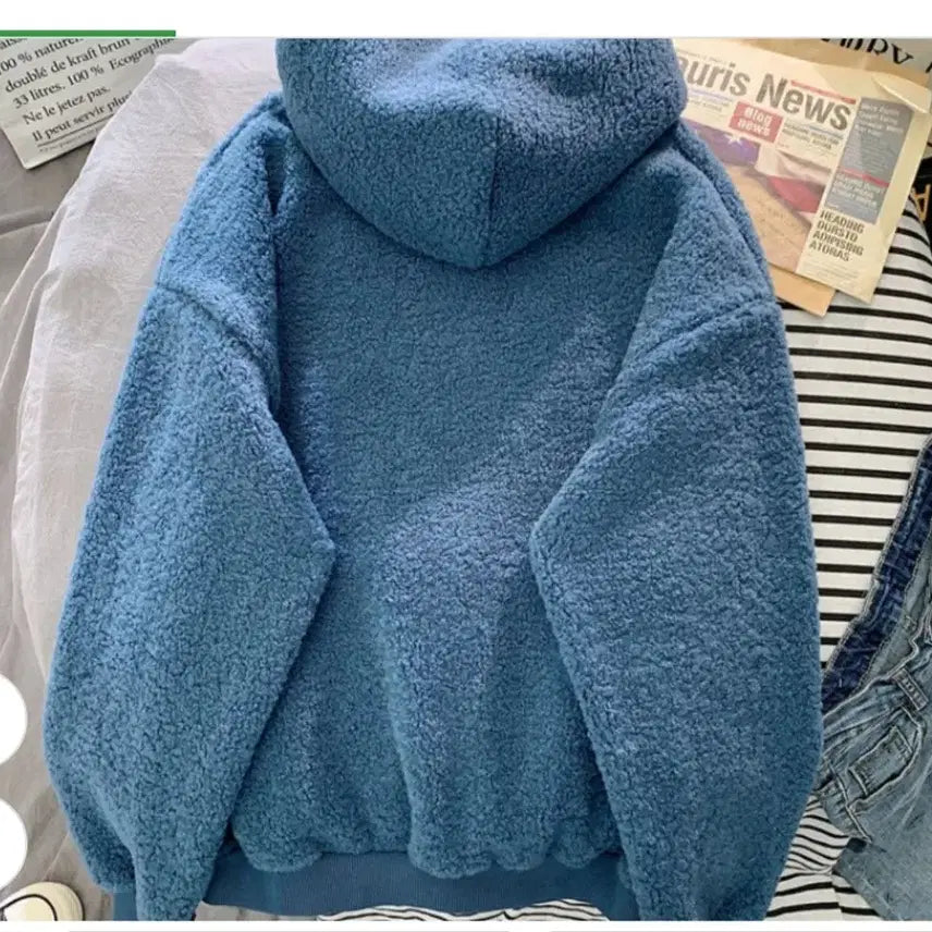 [BUNJANG] Mongle Mongle Fleece Embroidered Hoodie / @몽글몽글 따뜻한 후리스 자수 양털 후드티