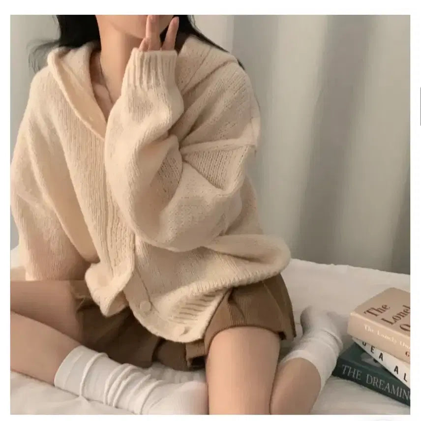 [SOLD OUT] 루즈핏 니트 후드 가디건