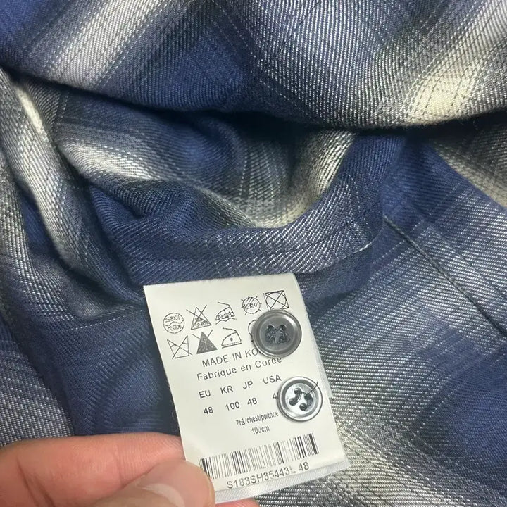 [BUNJANG] Solid Homme Checkered Flannel Shirt Blue 48 / 솔리드옴므 체크 플란넬 셔츠 블루 48 사이즈