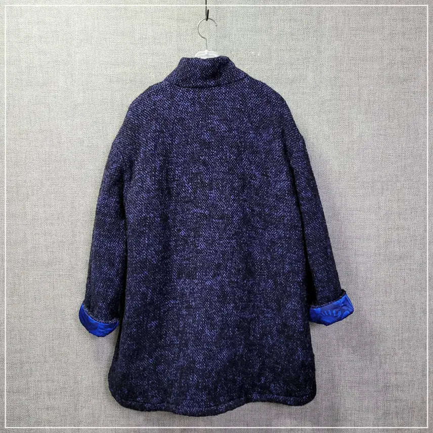 [BUNJANG] O'Lily Navy Pattern Wool Overcoat Women's 36 / 6f. 오일릴리 네이비패턴 모직 오버코트 여성36