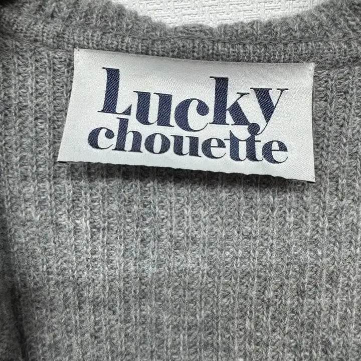 [BUNJANG] Lucky Chouette Logo Embroidered Long Hooded Cardigan (Size M) / 럭키슈에뜨 로고자수 배색 롱 후드가디건 M
