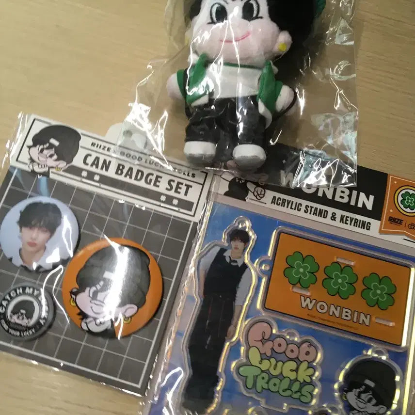 [BUNJANG] RIIZE Wonbin Troll Pin Button &amp; Acrylic Doll Bundle Set / 라이즈 x 트롤 원빈 핀버튼 아크릴 인형 일괄