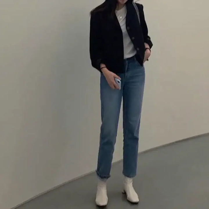 [BUNJANG] SLLOW Black Crop Jacket / SLLOW 블랙 크롭 자켓