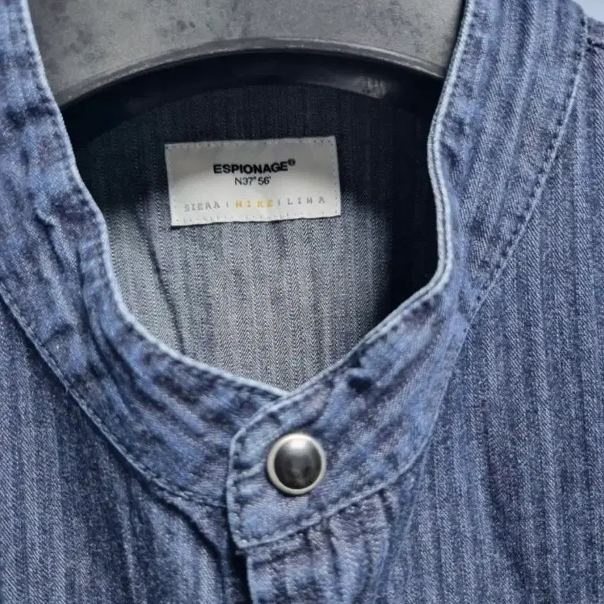 [BUNJANG] Espionage Denim Shirt / 에스피오나지 차이나 카라 데님 셔츠