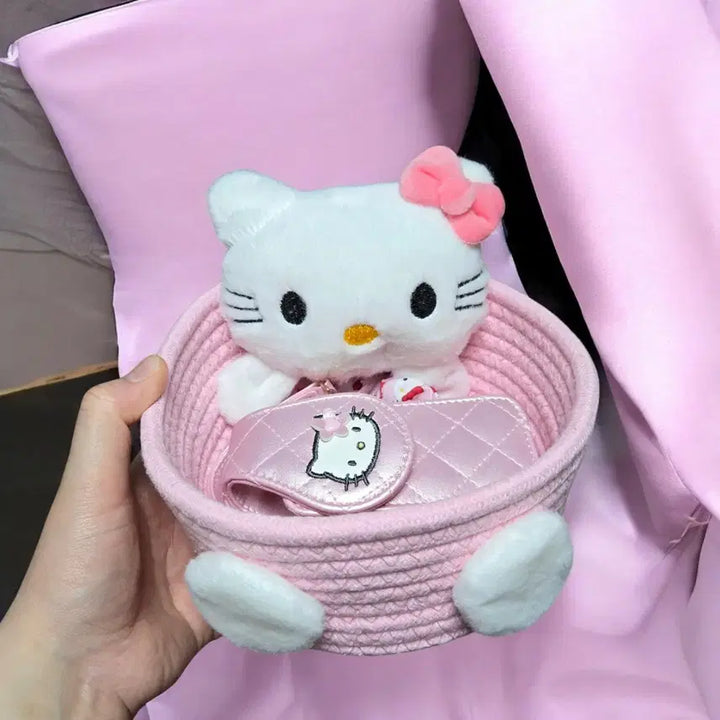 [BUNJANG] Hello Kitty Pink Storage Basket / 헬로키티 인형 바구니 핑크 수납함 정리함