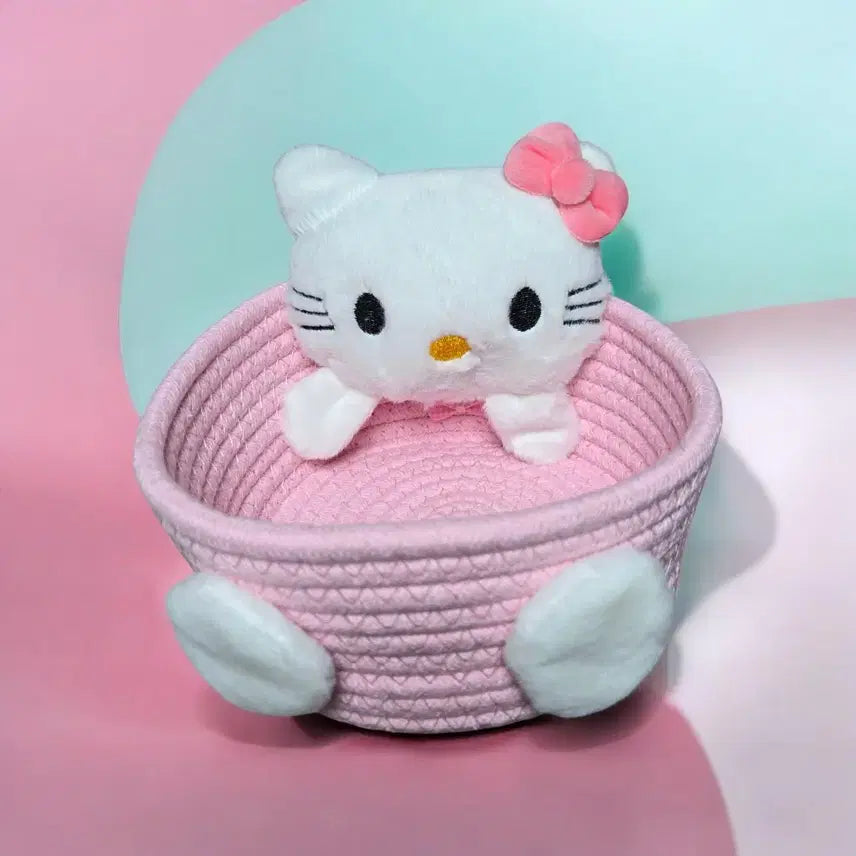 [BUNJANG] Hello Kitty Pink Storage Basket / 헬로키티 인형 바구니 핑크 수납함 정리함