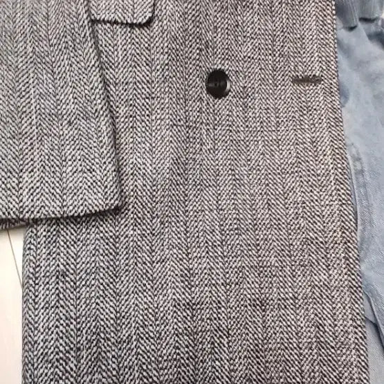 [BUNJANG] Herringbone Double Wool Long Coat / 헤링본 더블 모직 롱 코트