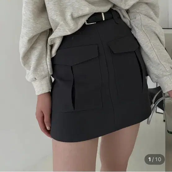[BUNJANG] Of The Nine Two Pocket Mini Skirt Gray / 오브더나인 투포켓 미니 스커트 그레이