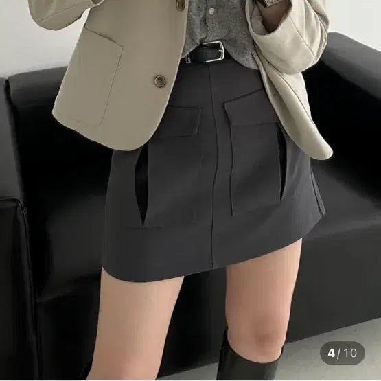 [BUNJANG] Of The Nine Two Pocket Mini Skirt Gray / 오브더나인 투포켓 미니 스커트 그레이