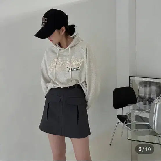 [BUNJANG] Of The Nine Two Pocket Mini Skirt Gray / 오브더나인 투포켓 미니 스커트 그레이