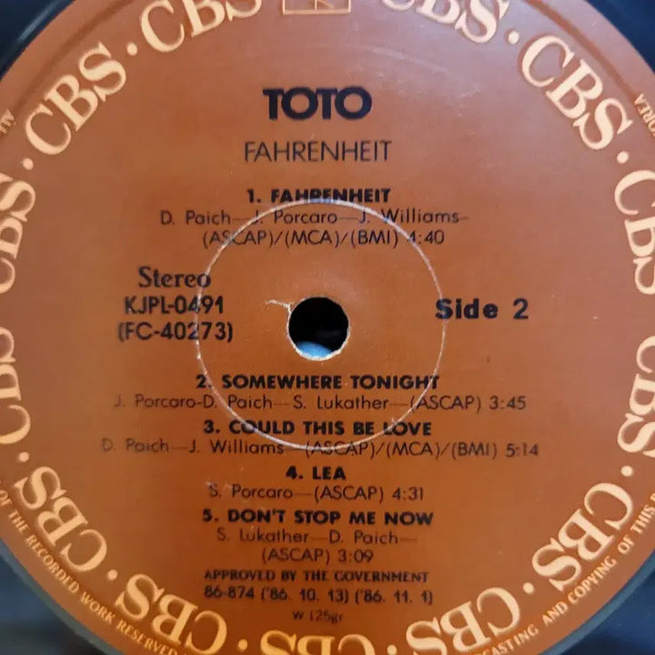 [BUNJANG] TOTO Fahrenheit LP / LP - TOTO 토토
