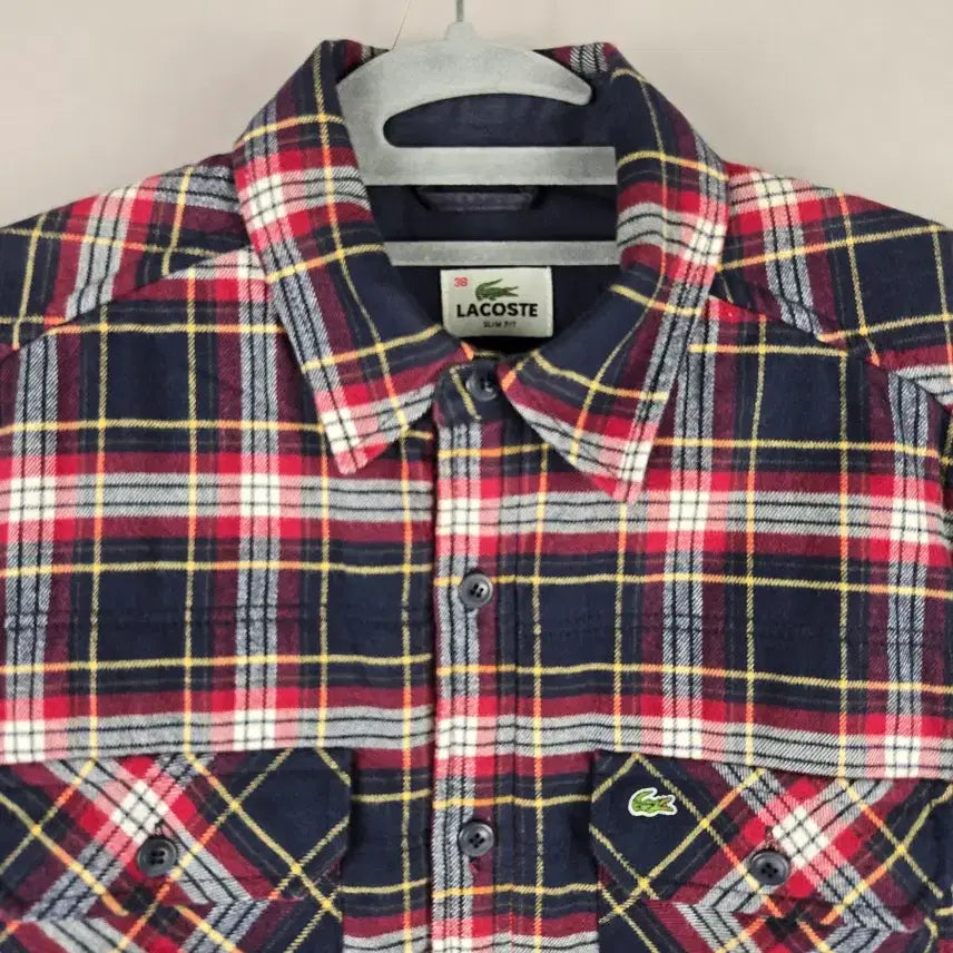 [BUNJANG] Lacoste Men's Checked Padded Outer Shirt / [무료배송]라코스테 38 (95) 남성 패딩 체크 아우터 셔츠