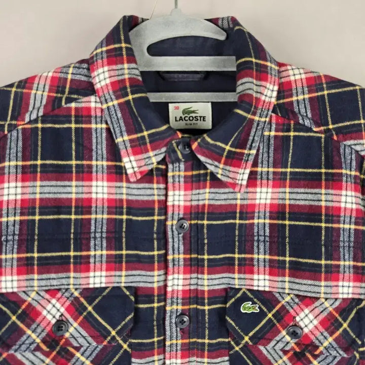 [BUNJANG] Lacoste Men's Checked Padded Outer Shirt / [무료배송]라코스테 38 (95) 남성 패딩 체크 아우터 셔츠