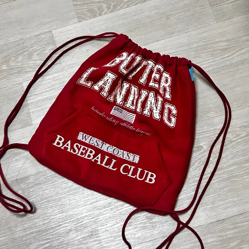 [BUNJANG] Red Printed String Bag / 빨간색 프링팅 스트링백 짐색