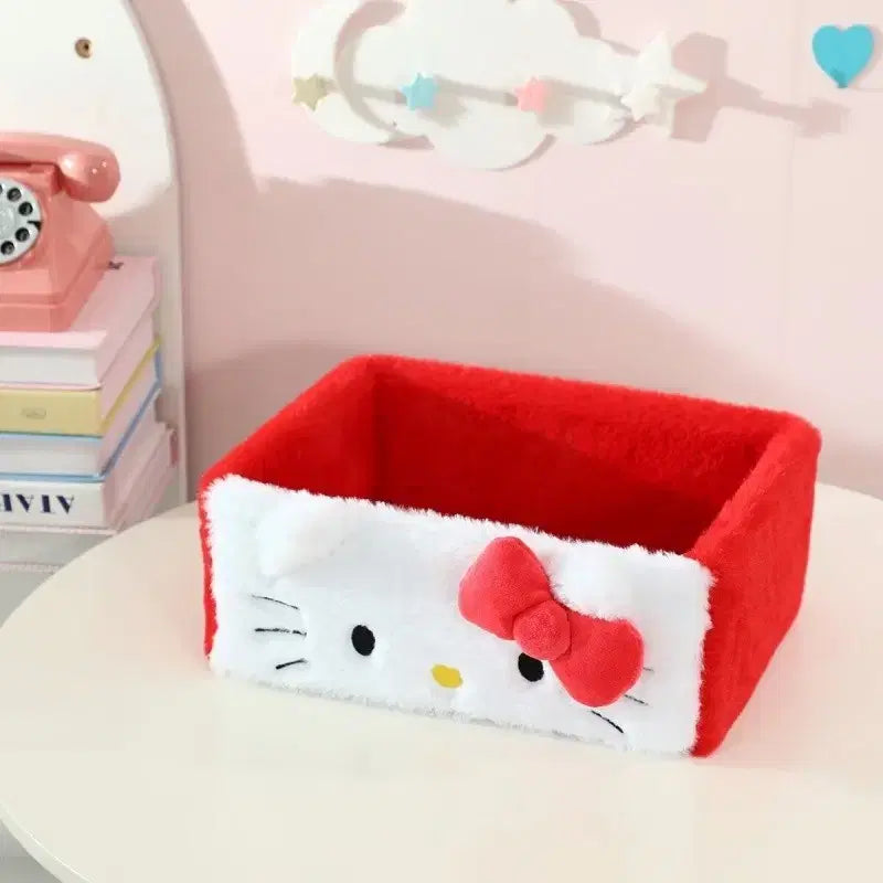 [BUNJANG] Hello Kitty Ribbon Fur Storage Basket / 러블리 리본 헬로키티 퍼 수납 바스켓