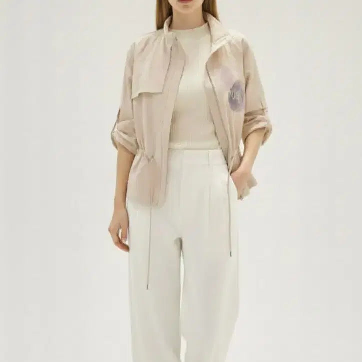 [BUNJANG] Satin Roll-Up Jumper / (새상품)샤틴 프린팅 롤업 점퍼 프리사이즈