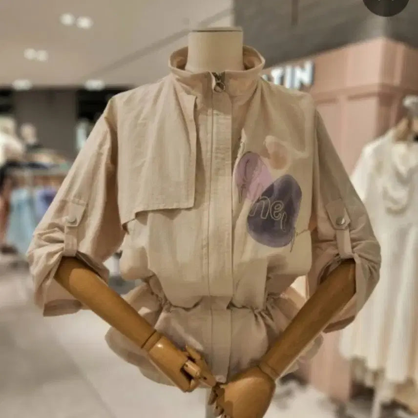 [BUNJANG] Satin Roll-Up Jumper / (새상품)샤틴 프린팅 롤업 점퍼 프리사이즈